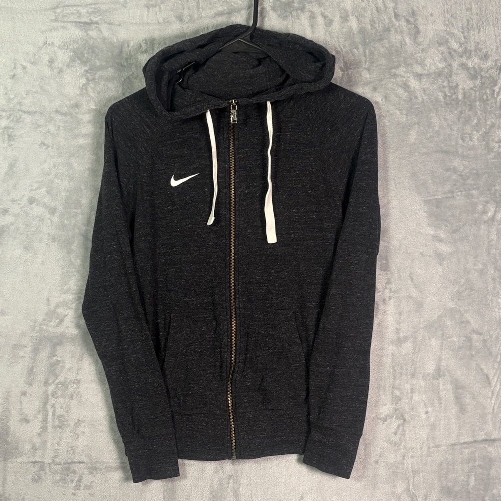 Nike Gray Charcoal Heathered Lightweight Hooded Full Zip Sweatshirt Size Small